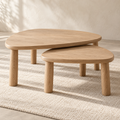 Light Wood Nesting Coffee Tables, Set of 2