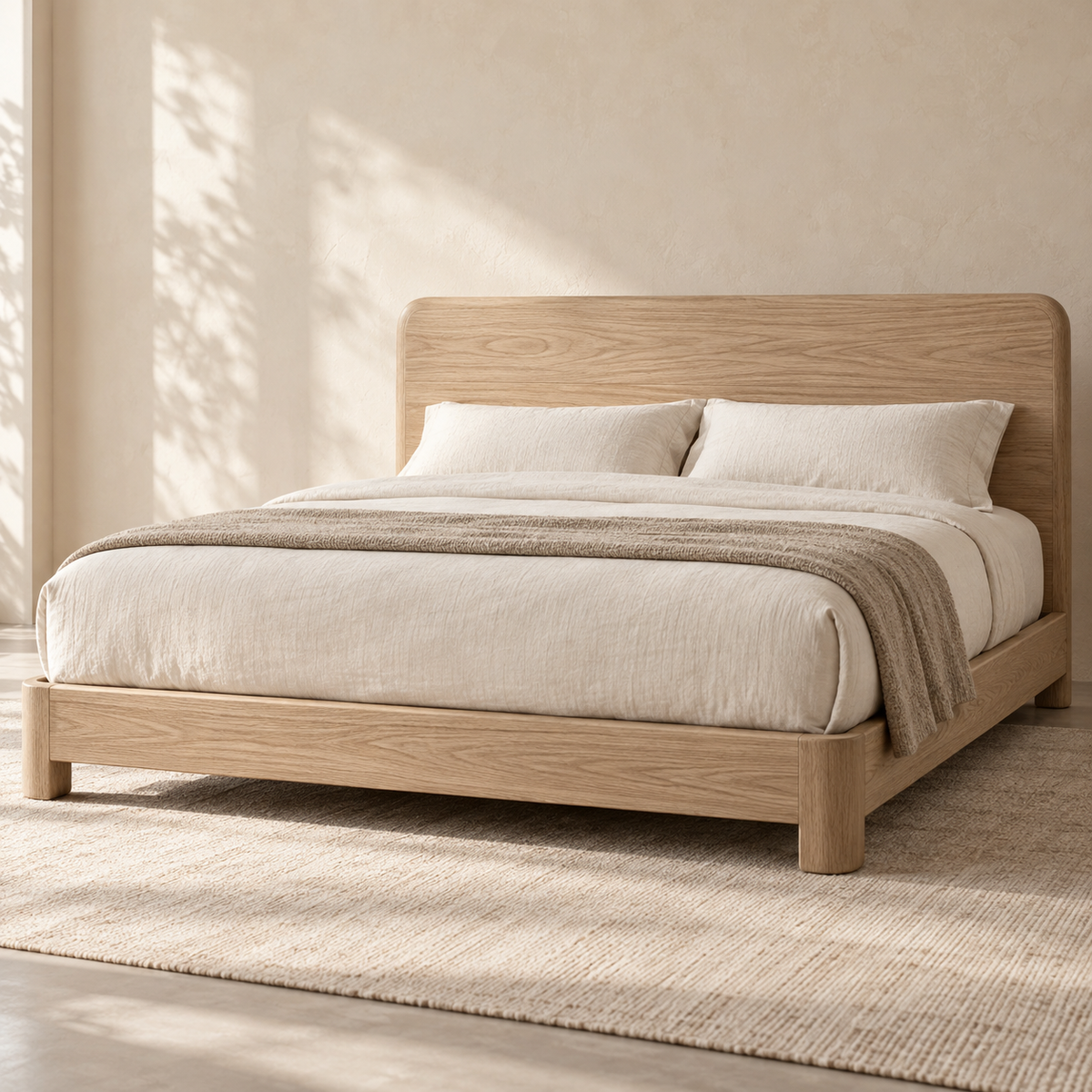 Light Wood Platform Bed Frame