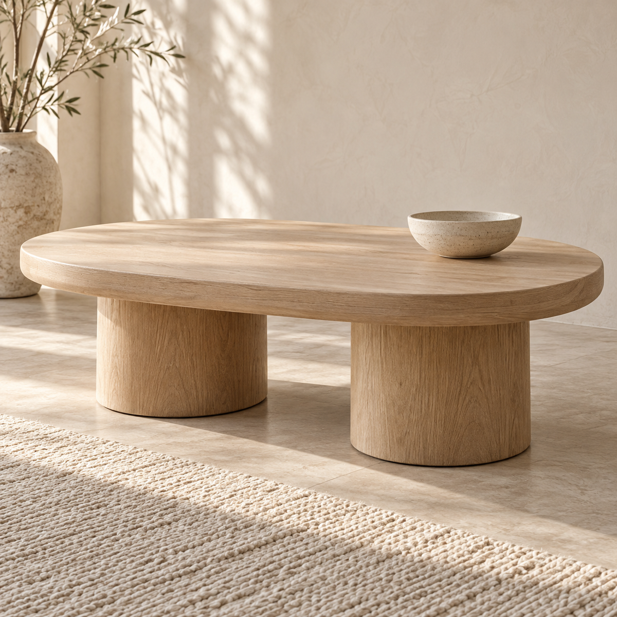 Light Wood Oval Coffee Table — main product image