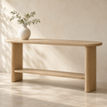 Light Wood Console Table with Shelf — main product image