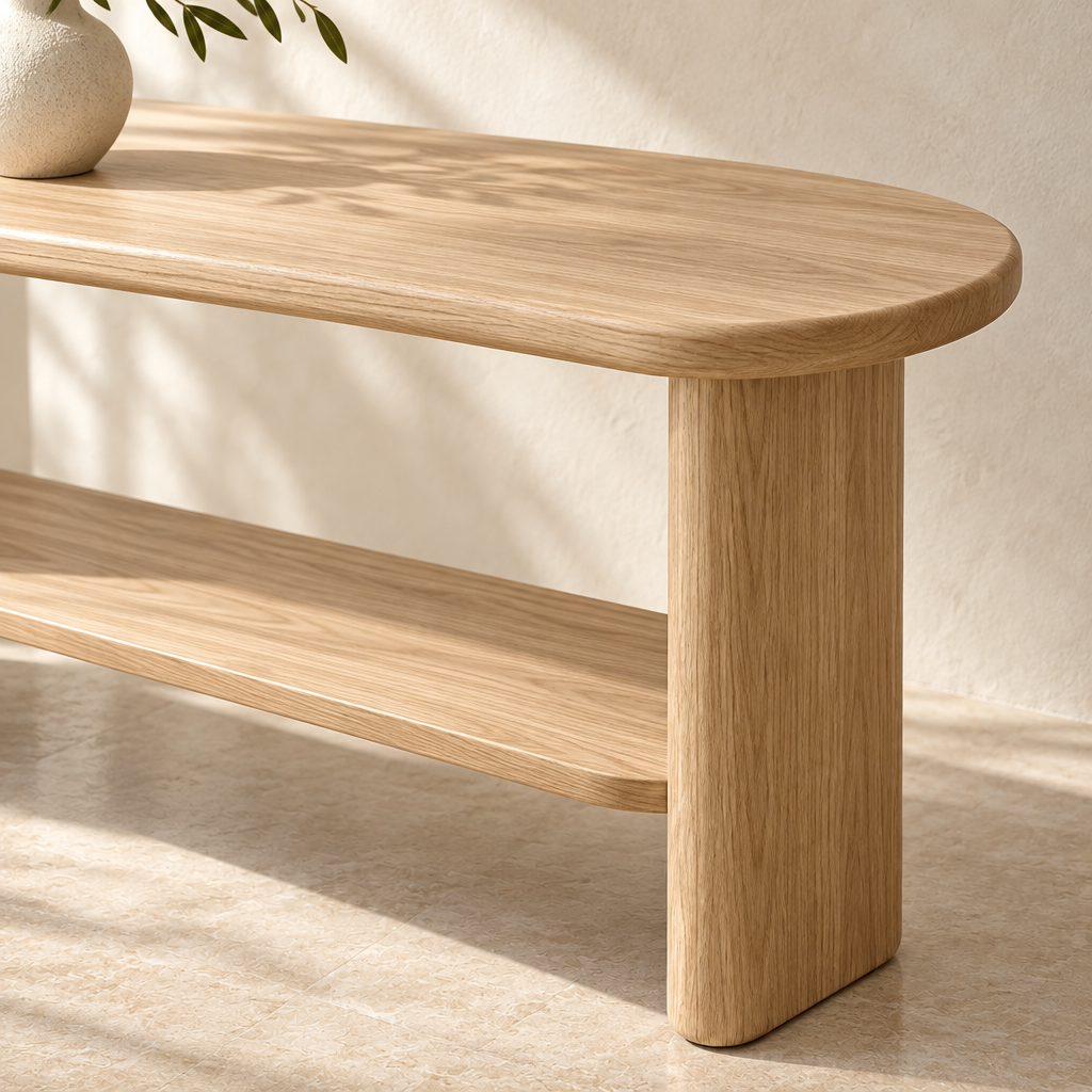 Light Wood Console Table with Shelf
