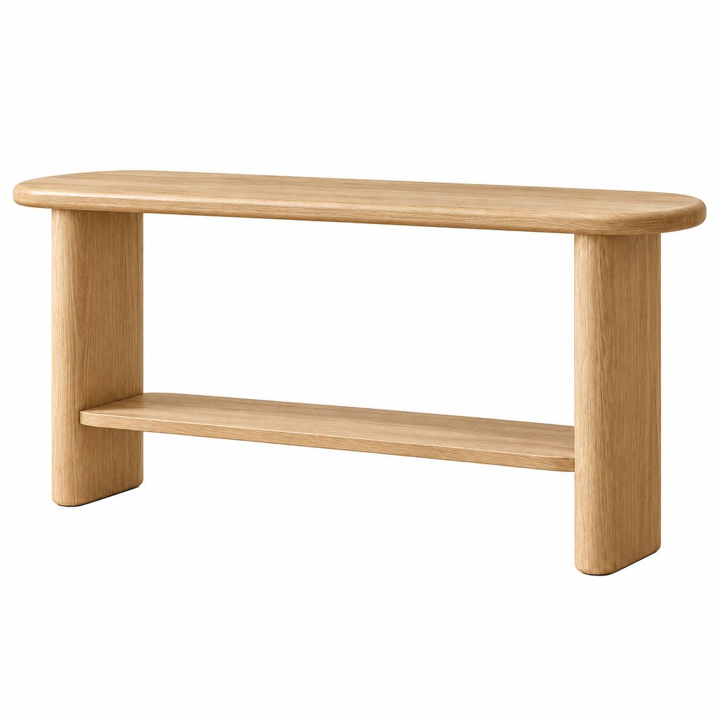 Light Wood Console Table with Shelf