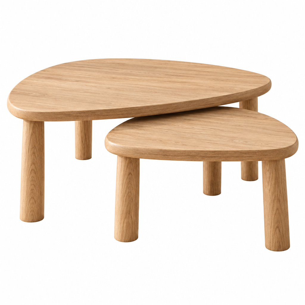 Light Wood Nesting Coffee Tables, Set of 2