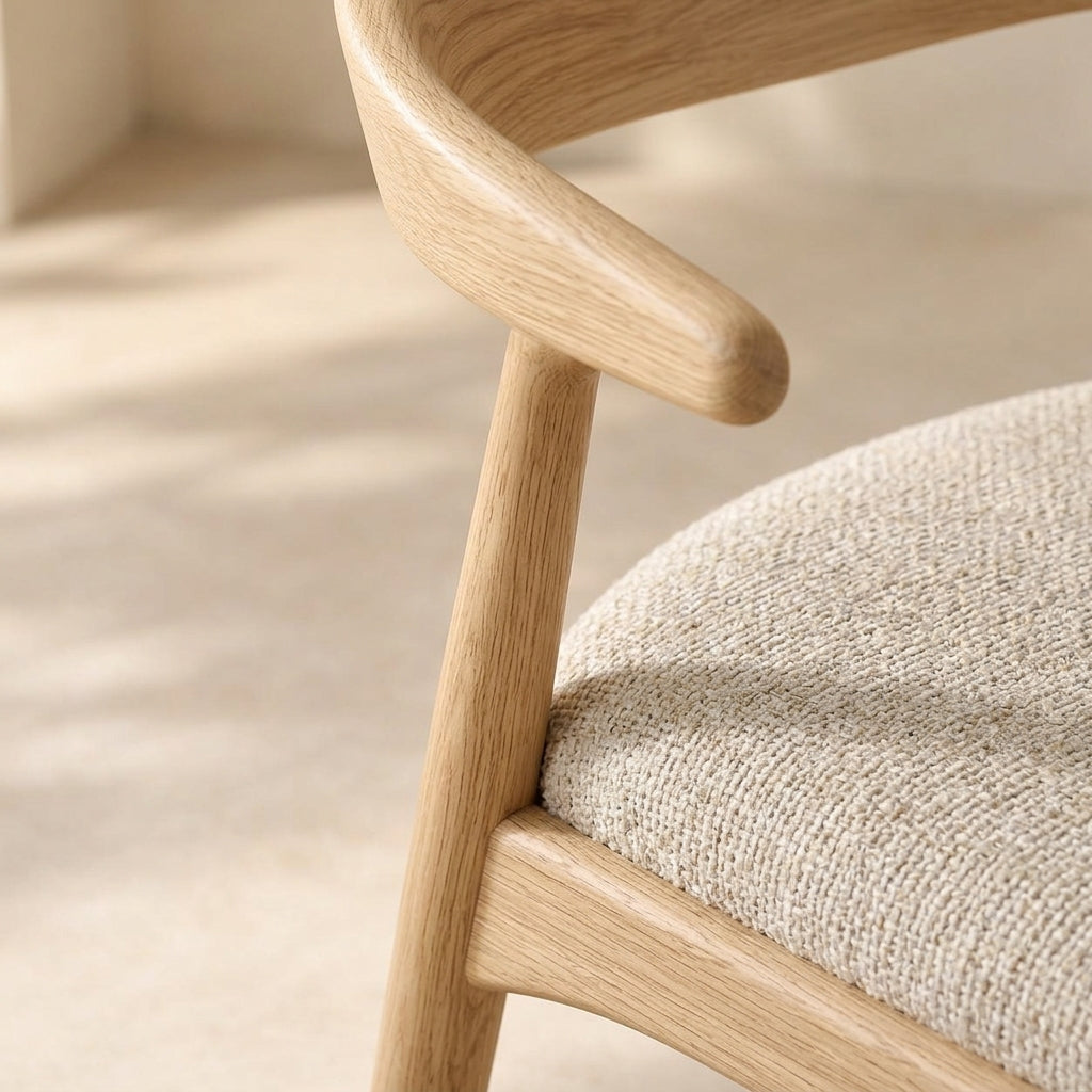 Light Wood Dining Chair with Upholstered Seat
