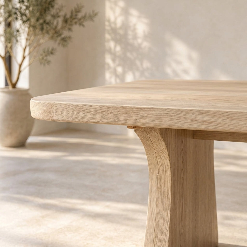 Light Wood Dining Table with Curved Bases