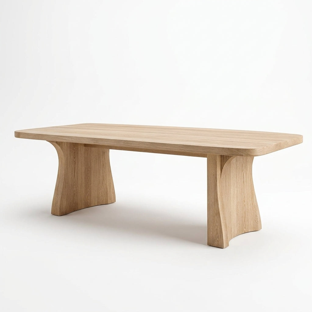 Light Wood Dining Table with Curved Bases