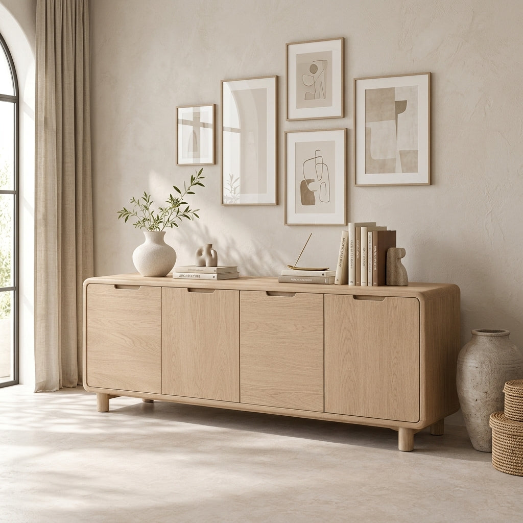 Light Wood 4-Door Sideboard