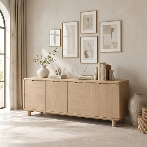 Light Wood 4-Door Sideboard