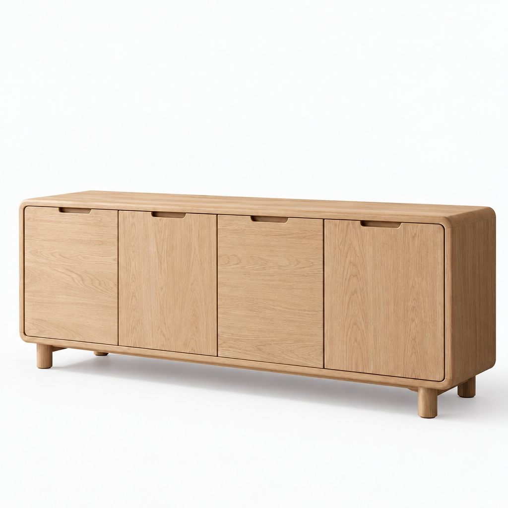 Light Wood 4-Door Sideboard