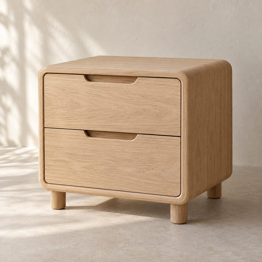 Light Wood 2-Drawer Nightstand