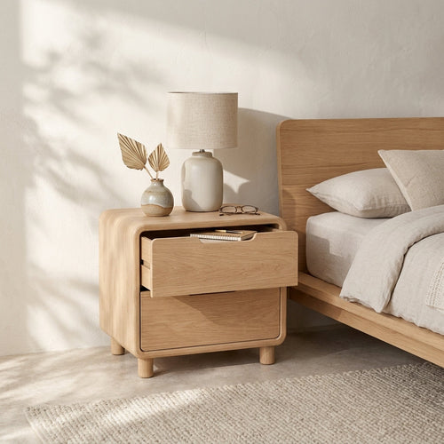 Light Wood 2-Drawer Nightstand