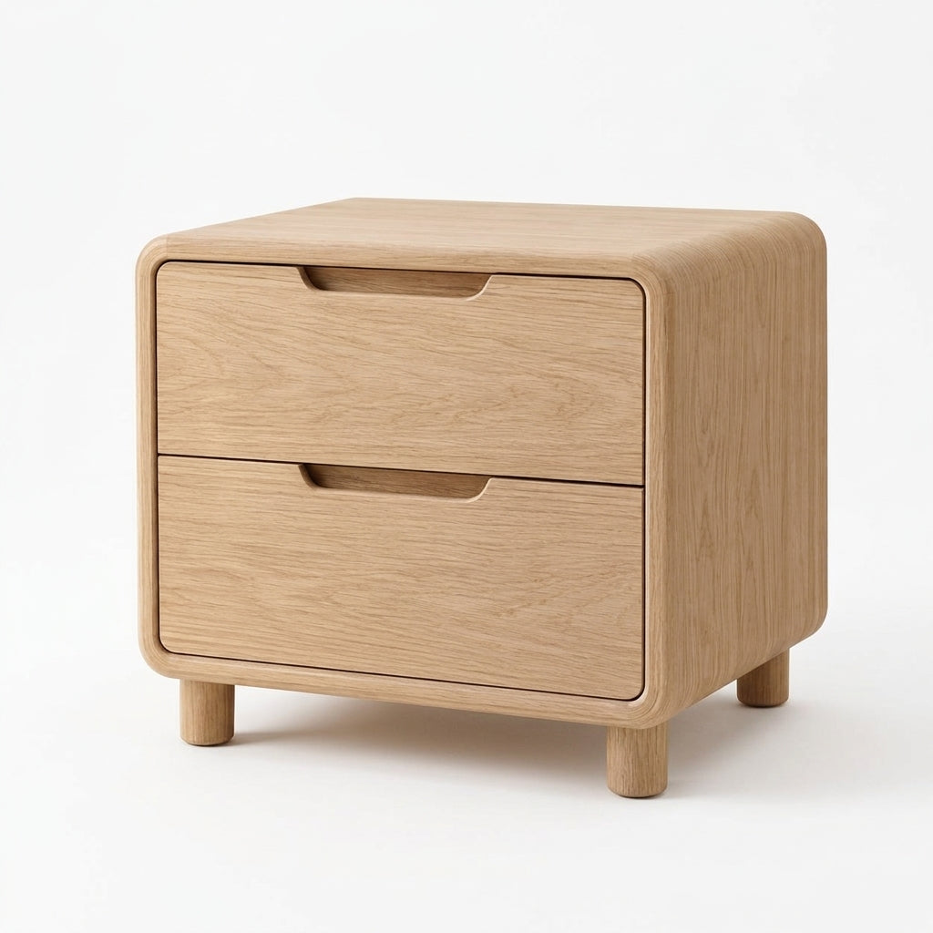 Light Wood 2-Drawer Nightstand