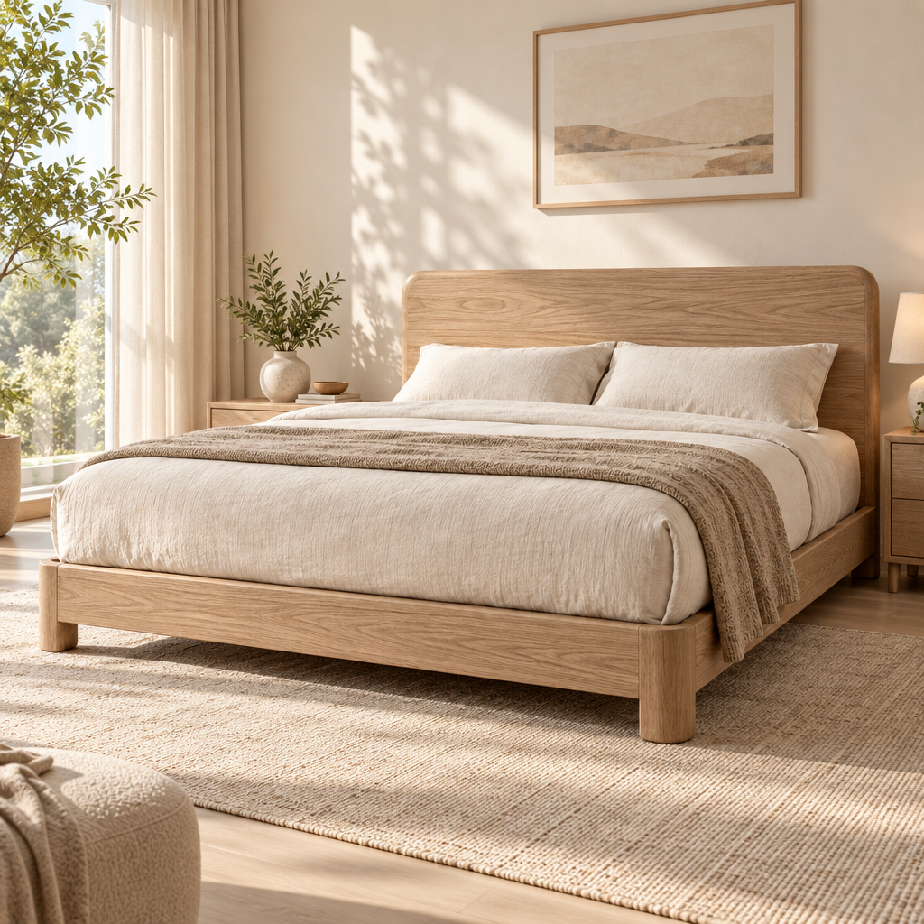 Light Wood Platform Bed Frame